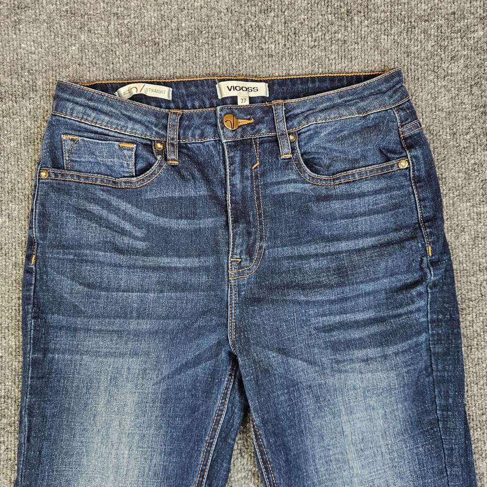 Vigoss Essential‎ Ace Straight Jeans Women's 27 Denim Mid Rise Dark Wash Stretch - Picture 9 of 10